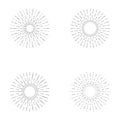 Set of sunburst line icon isolated, collection of summer web banner, retro circle design, vector illustration Royalty Free Stock Photo