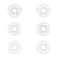 Set of sunburst line icon isolated, collection of summer web banner, retro circle design, vector illustration Royalty Free Stock Photo