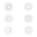 Set of sunburst line icon isolated, collection of summer web banner, retro circle design, vector illustration Royalty Free Stock Photo