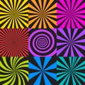 Set of sunburst and spiral backgrounds Royalty Free Stock Photo