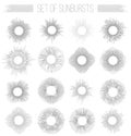 Set of sunbusrt geometric shapes stars and light Royalty Free Stock Photo