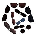 Set Sunglasses for protection from the sun. Summer glasses. Tinted optics for better visibility. Object isolated on Royalty Free Stock Photo