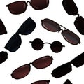 Set Sunglasses for protection from the sun. Summer glasses. Tinted optics for better visibility. Seamless pattern Royalty Free Stock Photo