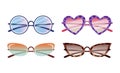 A set of sunglasses. Tisheydy Round Rainbow Hippie Sunglasses Vintage Pink Heart Cat Eye Animal Leopard Print Rectangle Royalty Free Stock Photo