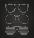 Set of Sunglasses. Vector Illustration Glasses Hipster. Template.