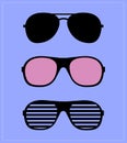 Set of Sunglasses. Vector Illustration Glasses Hipster. Template.