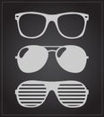 Set of Sunglasses. Vector Illustration Glasses Hipster. Template.