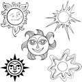 Set of suns Royalty Free Stock Photo