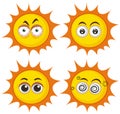 Set of suns with different expressions Royalty Free Stock Photo