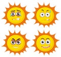 Set of suns with expressions Royalty Free Stock Photo