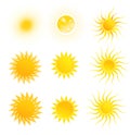 Set of suns isolated on a white background