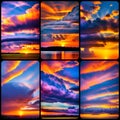 set of sunset sky with clouds , AI Generated