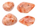 Set of Sunstone Heliolite gemstones isolated