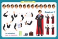 Set of super businessman character Man in suit, standing
