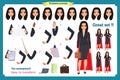 Set of super Businesswoman character design with different poses. Illustration isolated vector on white in flat cartoon style. Royalty Free Stock Photo