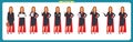 Set of super Businesswoman character design with different poses. Illustration isolated vector on white in flat cartoon style. Royalty Free Stock Photo