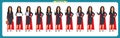 Set of super Businesswoman character design with different poses. Illustration isolated vector on white in flat cartoon style. Royalty Free Stock Photo