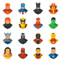 A set of super heroes masks in a flat style. Vector illustration