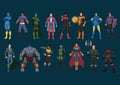 Set of super heros, Marvel and DC vector illustration poster template