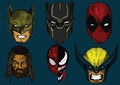 Set of super heros, Marvel and DC vector illustration poster template