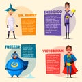 Set of superhero. Cartoon vector illustration