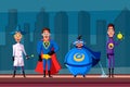 Set of superhero. Cartoon vector illustratration. Royalty Free Stock Photo