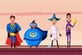 Set of superhero. Cartoon vector illustratration. Royalty Free Stock Photo