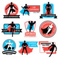 Set Of Superhero Emblems And Stickers