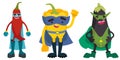 Set of superhero vegetables