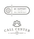 Set of Support Contact Center Service Elements and Assistance Support can be used as Logo or Icon.