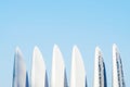 Set of surf boards in a stack Royalty Free Stock Photo