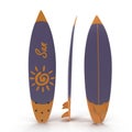 Set of surf boards on white 3D Illustration Royalty Free Stock Photo