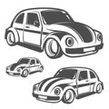 Set of surf car and surfer bus for emblems ,logo and prints. Royalty Free Stock Photo