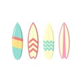 Set of Surfboard Vector Illustration. Summer Beach Element. Extreme Sport. Flat Cartoon Style Suitable for Icon, Web Landing Page Royalty Free Stock Photo