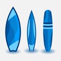 Set of surfboards, design in a flat style, water sport