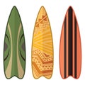 Set of surfboards design isolated on white background.