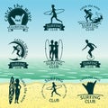 Set of Surfing club logos Royalty Free Stock Photo