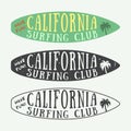 Set of surfing logos, labels, badges and elements in vintage style.