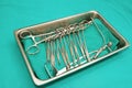 Set of surgical instrument on sterile