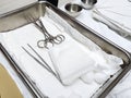 Set of surgical instruments on hospital table Royalty Free Stock Photo