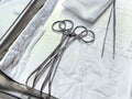 Set of surgical instruments on hospital table Royalty Free Stock Photo