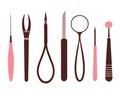 A set of surgical tools including a scalpel and forceps Royalty Free Stock Photo