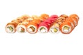Set Of Sushi Set Isolate On A White Background. Japanese Restaurant Menu.