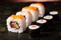 Set of sushi, oriental cuisine colorful theme Royalty Free Stock Photo