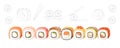 Set of sushi roll food delivery service menu vector illustration on white background Royalty Free Stock Photo