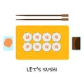 Set of sushi roll with nori.