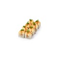 set baked sushi rolls cheese white background isolated Royalty Free Stock Photo