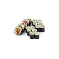 set sushi rolls Cucumber Avocado vegetable rolls white background isolated Royalty Free Stock Photo