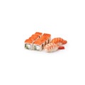 set sushi rolls Philadelphia, sushi salmon, sushi shrimp white background isolated Royalty Free Stock Photo