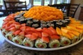 Set of sushi , Sashimi , rolls